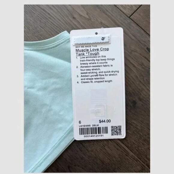 Lululemon New Muscle Love Crop Tank Tough Size 6 Mint Green Yoga Workout Top NWT - Picture 3 of 8